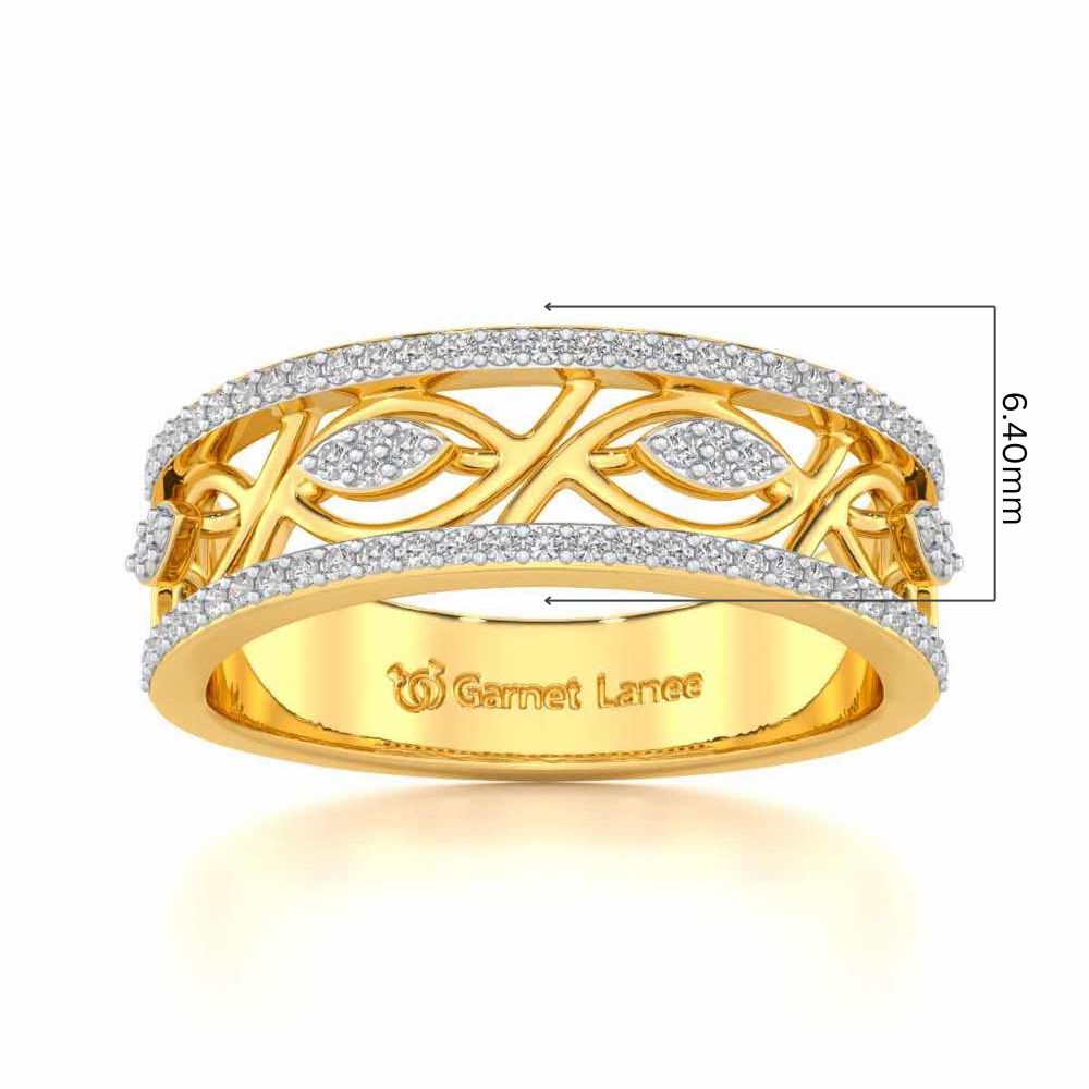 Bling Eye Silver Band Ring - Yellow Gold - Image 5