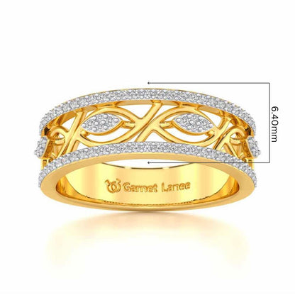 Bling Eye Silver Band Ring - Yellow Gold - Image 5