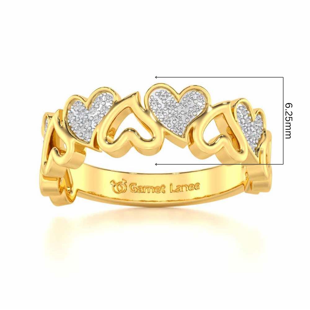 Heart Line Silver Band Ring - Yellow Gold - Image 5