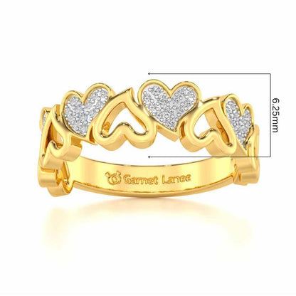 Heart Line Silver Band Ring - Yellow Gold - Image 5