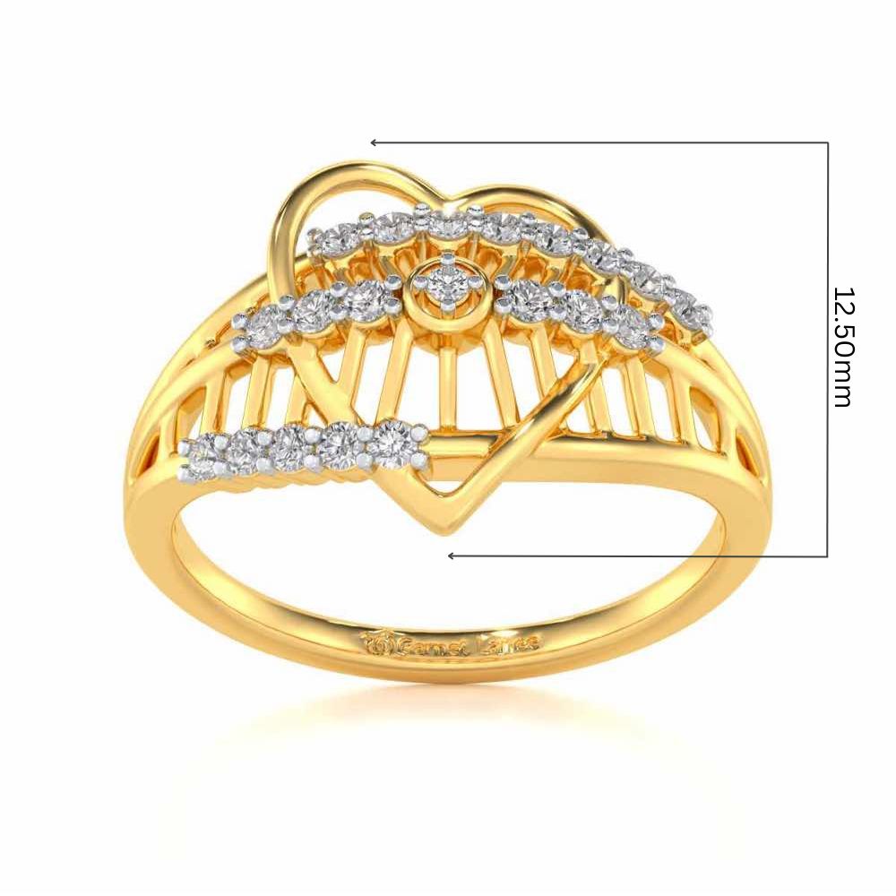 Solid Heart Silver Ring - Yellow Gold - Image 5