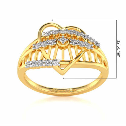 Solid Heart Silver Ring - Yellow Gold - Image 5