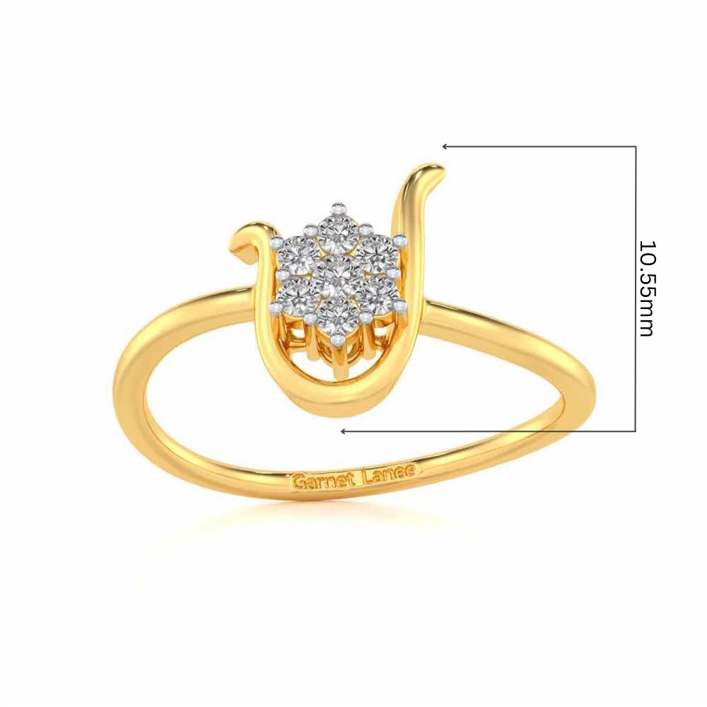 Blooming U Silver Ring - Yellow Gold - Image 5