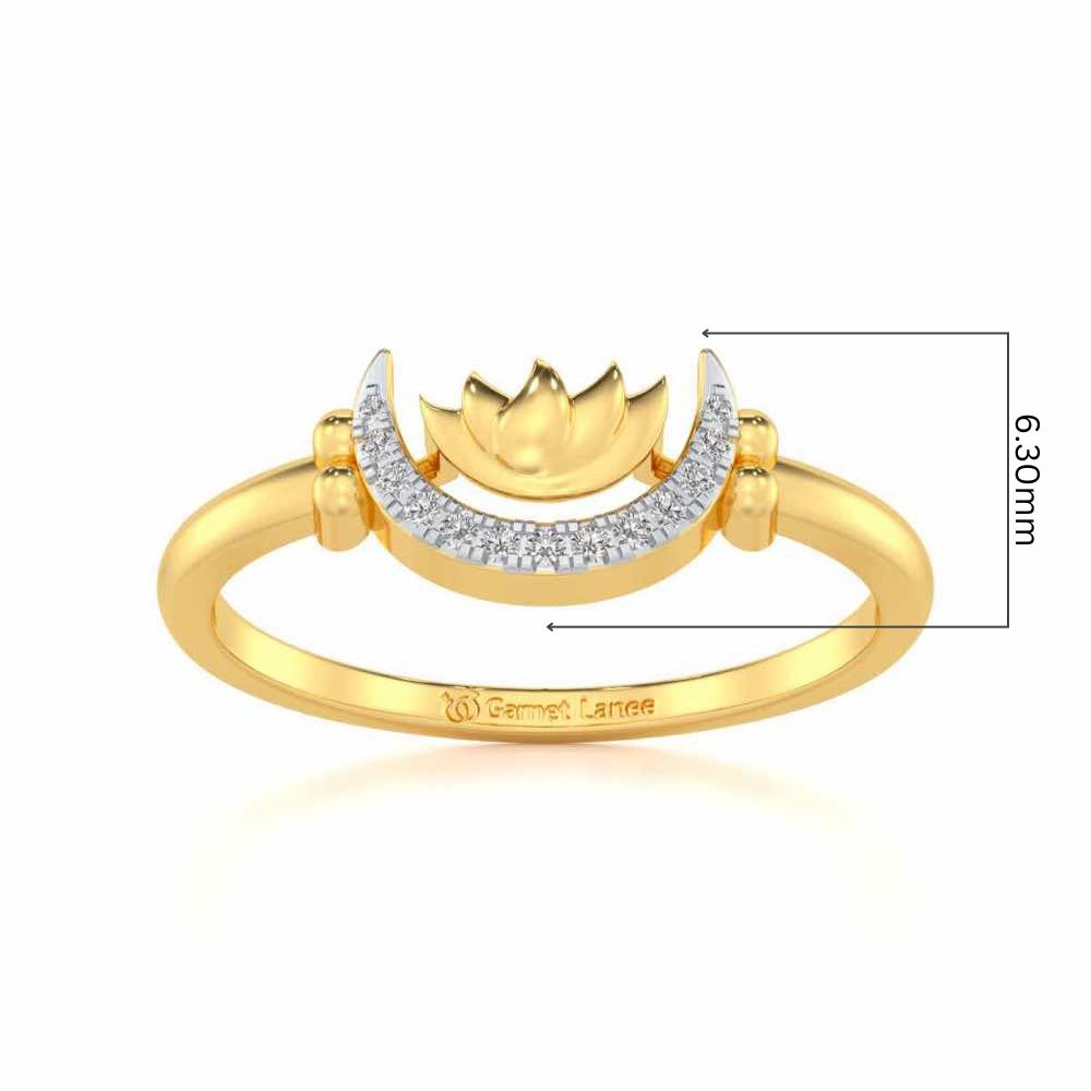 Lotus Moon Silver Ring - Yellow Gold - Image 5