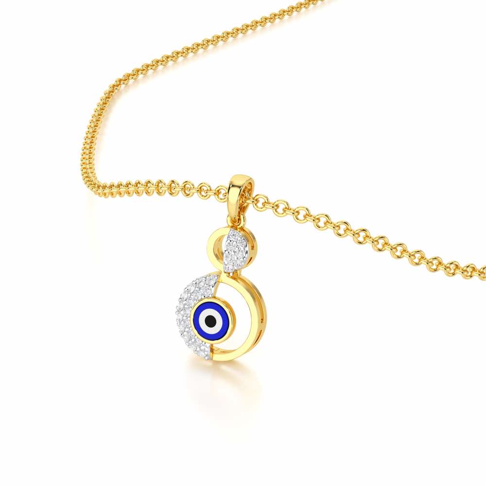Evil Eye Sentinel Silver Pendant - Yellow Gold - Image 2