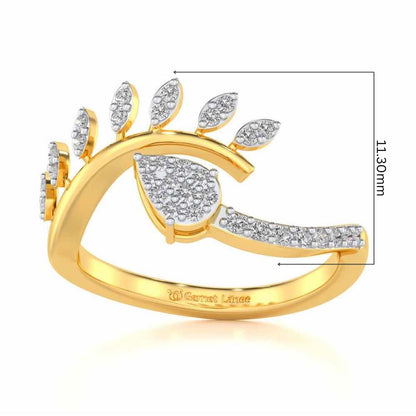 Leaf Bouquet Silver Ring - Yellow Gold - Image 5
