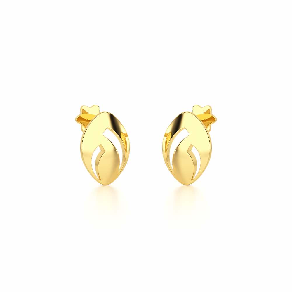 Sun Pebble Silver Earrings - Yellow Gold - Image 2