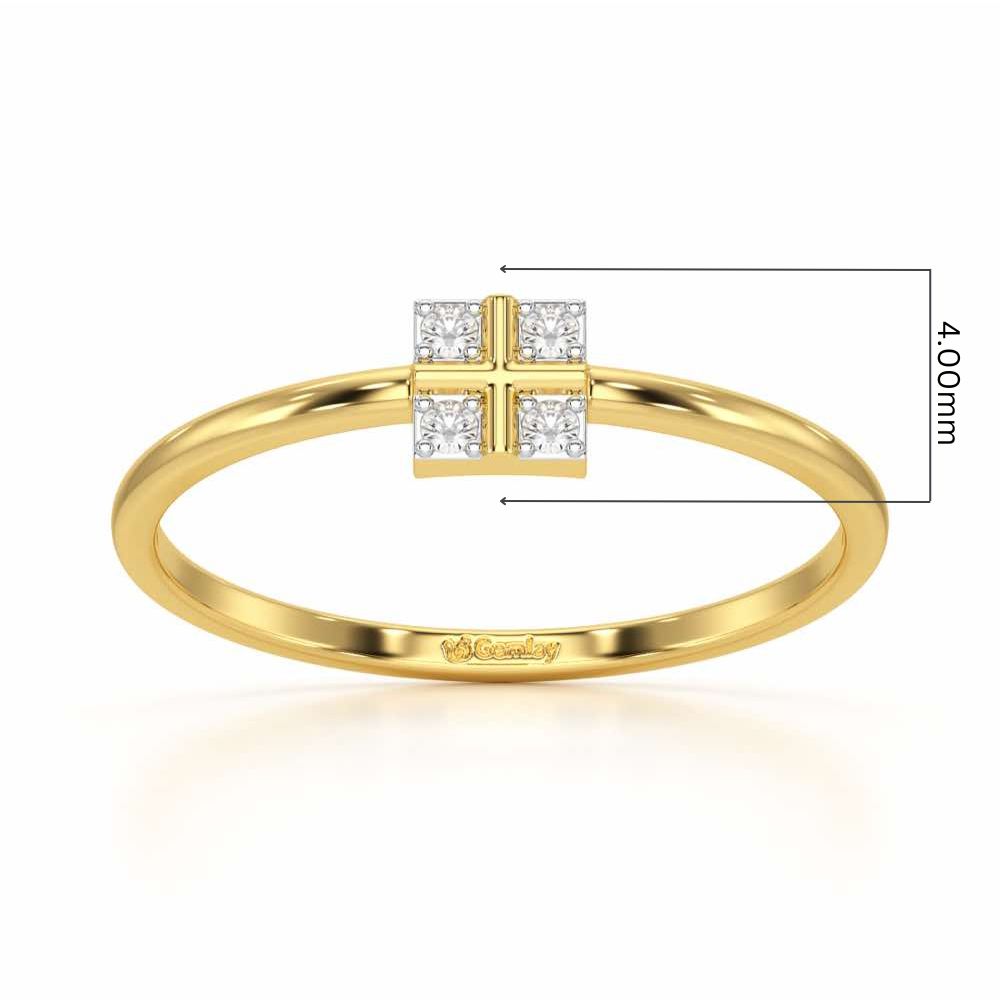 Dainty Square Silver Ring - Yellow Gold - Image 5