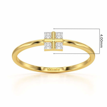 Dainty Square Silver Ring - Yellow Gold - Image 5