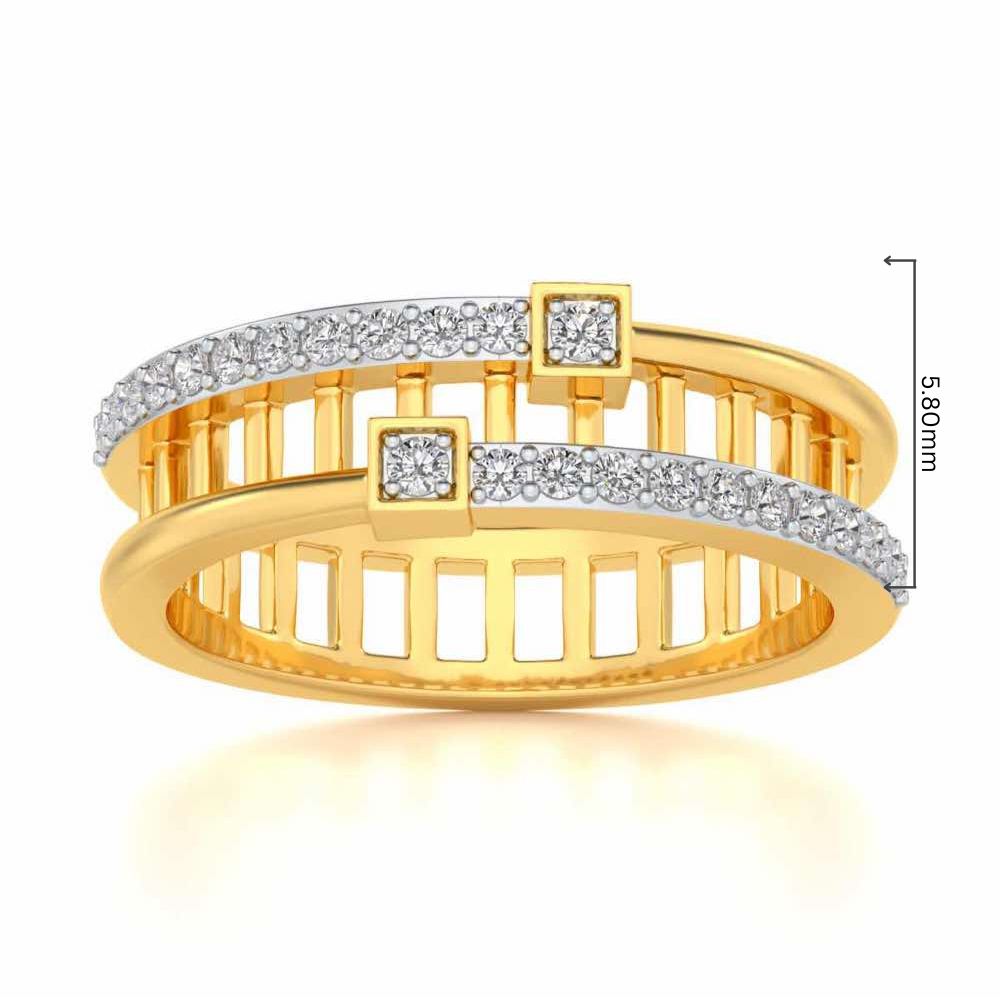 Corrugated Silver Band Ring - Yellow Gold - Image 5