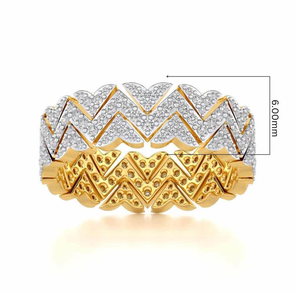Trigon Wave Silver Band Ring - Yellow Gold - Image 5