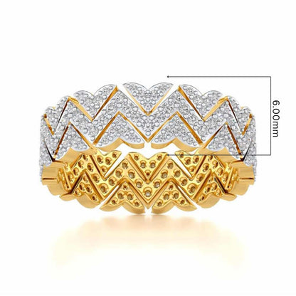 Trigon Wave Silver Band Ring - Yellow Gold - Image 5