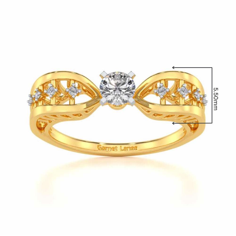 Nagma Solitaire Ring - Yellow Gold - Image 5