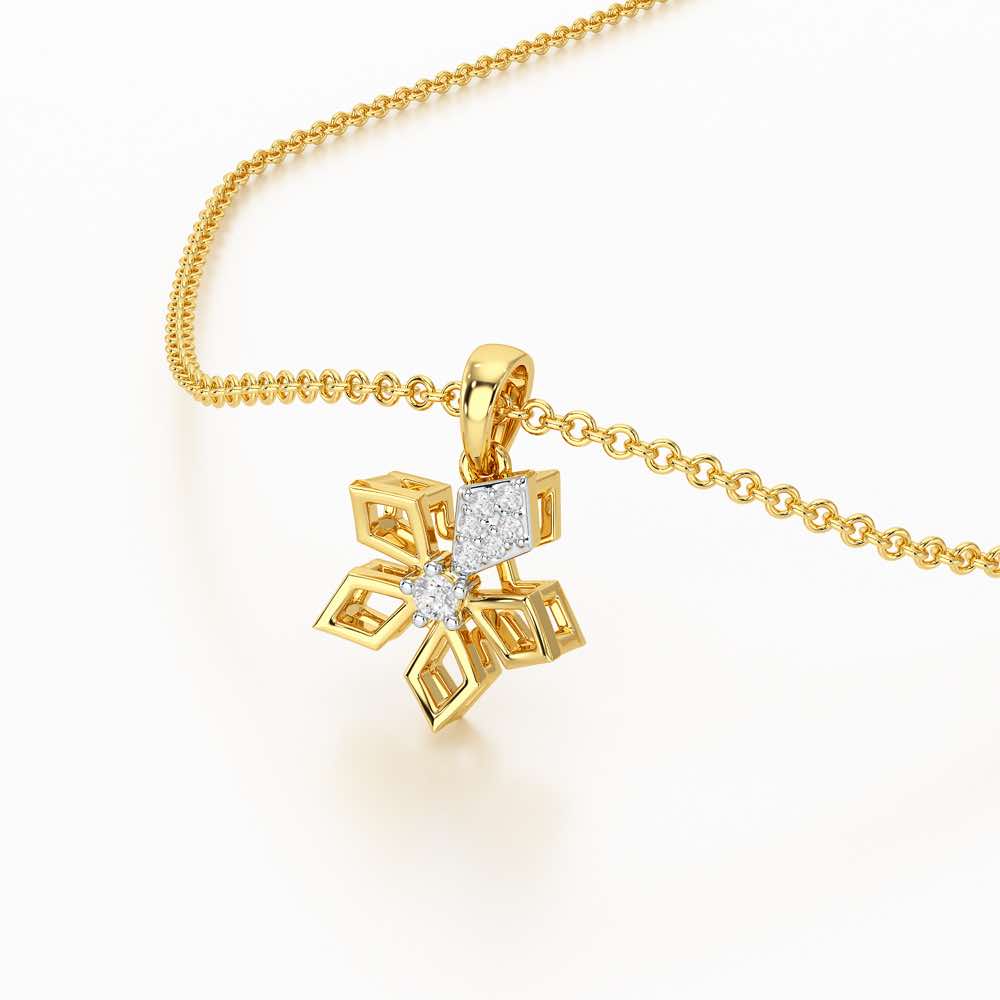 Floral radiance Silver Pendant - Yellow Gold - Image 2