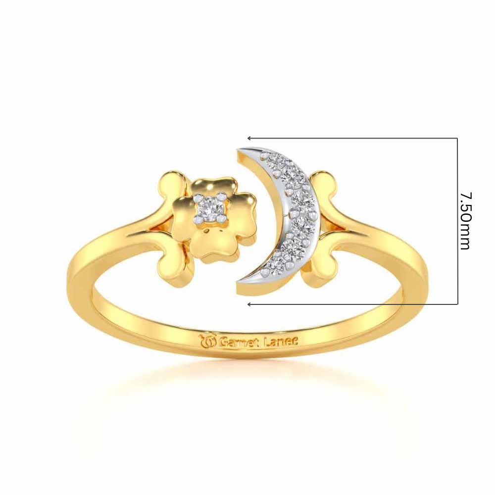 Flower Moon Silver Ring - Yellow Gold - Image 5