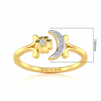 Flower Moon Silver Ring - Yellow Gold - Image 5