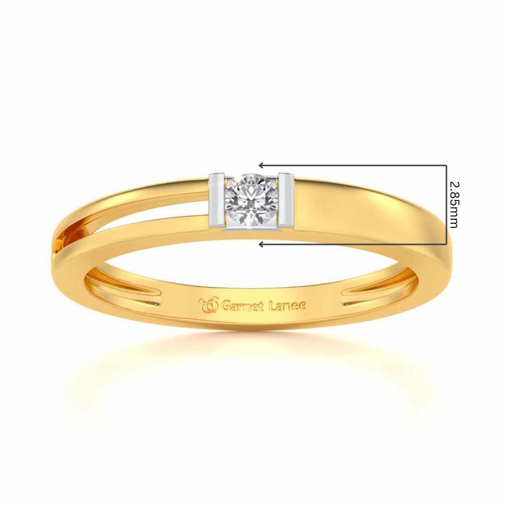 Sleek Solitaire Silver Ring - Yellow Gold - Image 5
