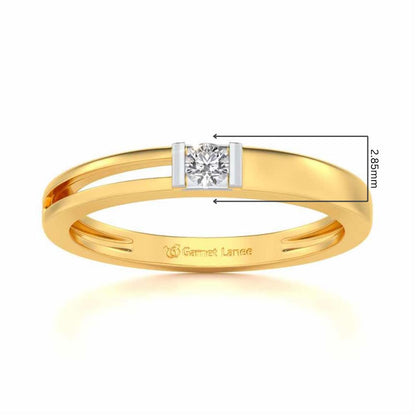 Sleek Solitaire Silver Ring - Yellow Gold - Image 5