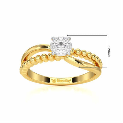 Pellet Trail Solitaire Ring - Yellow Gold - Image 5