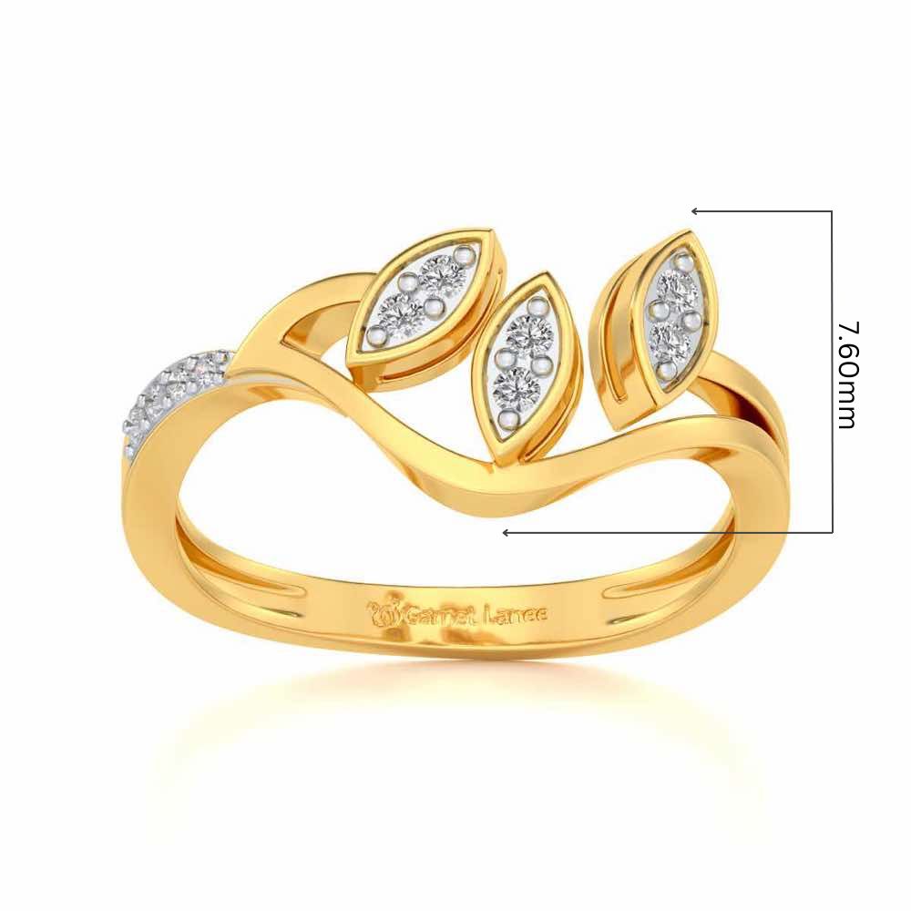Swaying Leaves Silver Ring - Yellow Gold - Image 5