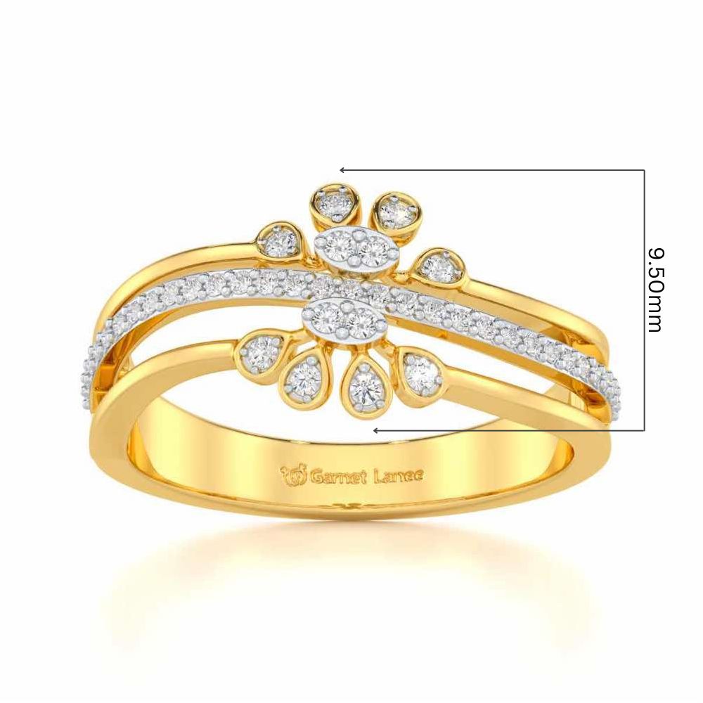 Wave Bloom Silver Ring - Yellow Gold - Image 5