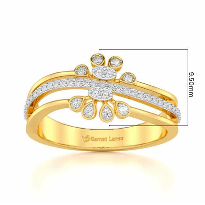 Wave Bloom Silver Ring - Yellow Gold - Image 5