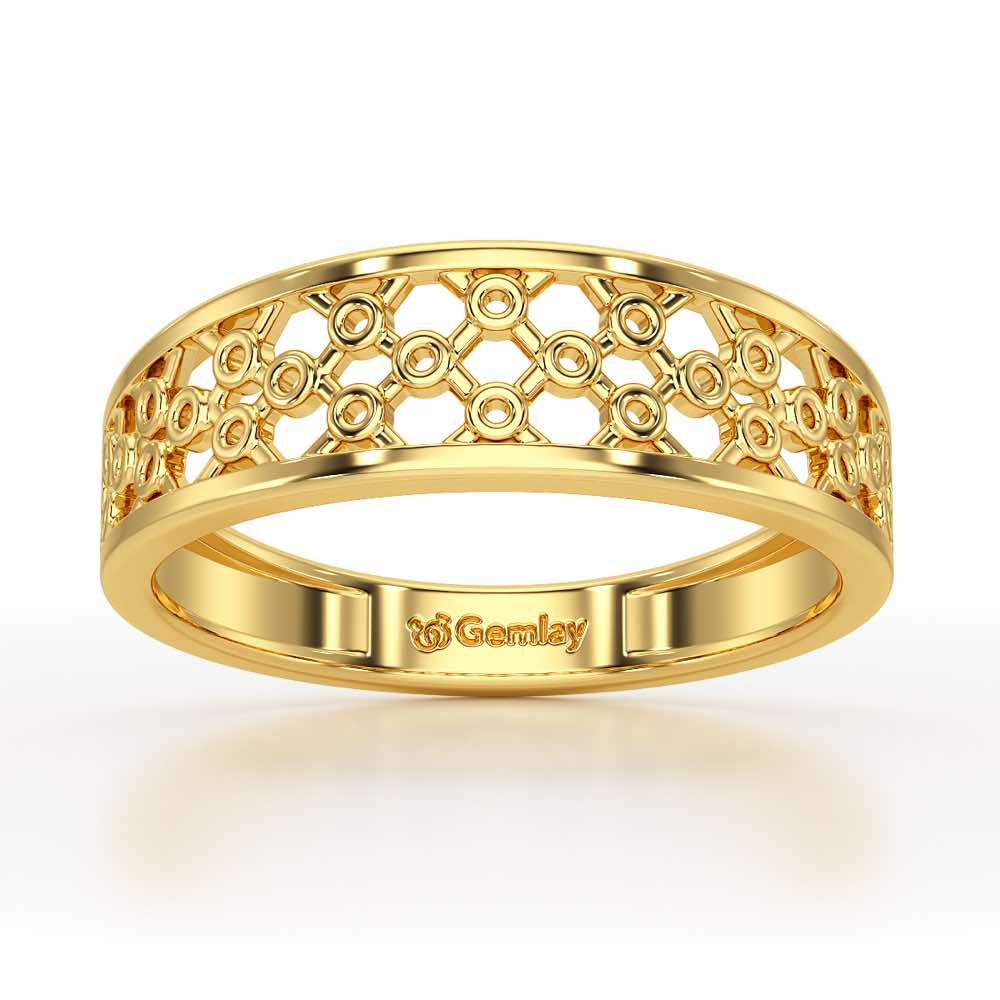 Mesh Aria Silver Ring for Women - Yellow Gold - Image 2