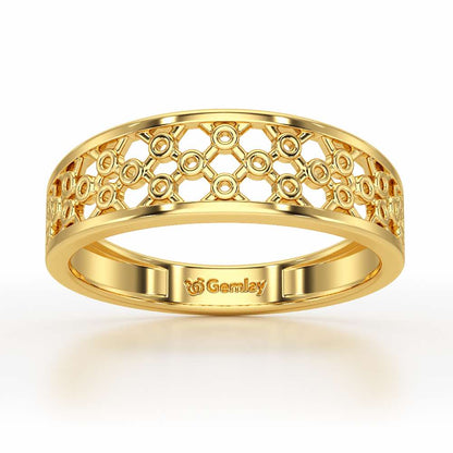 Mesh Aria Silver Ring for Women - Yellow Gold - Image 2