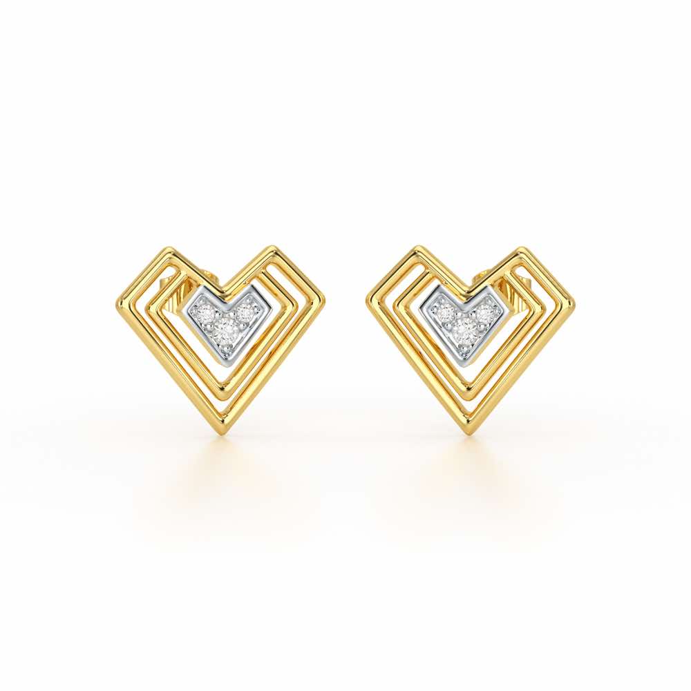 Perfect Pointers Silver Earring Studs - Yellow Gold - Image 2