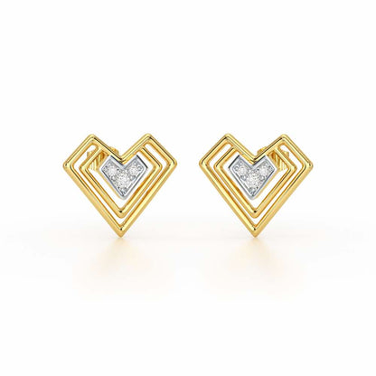Perfect Pointers Silver Earring Studs - Yellow Gold - Image 2