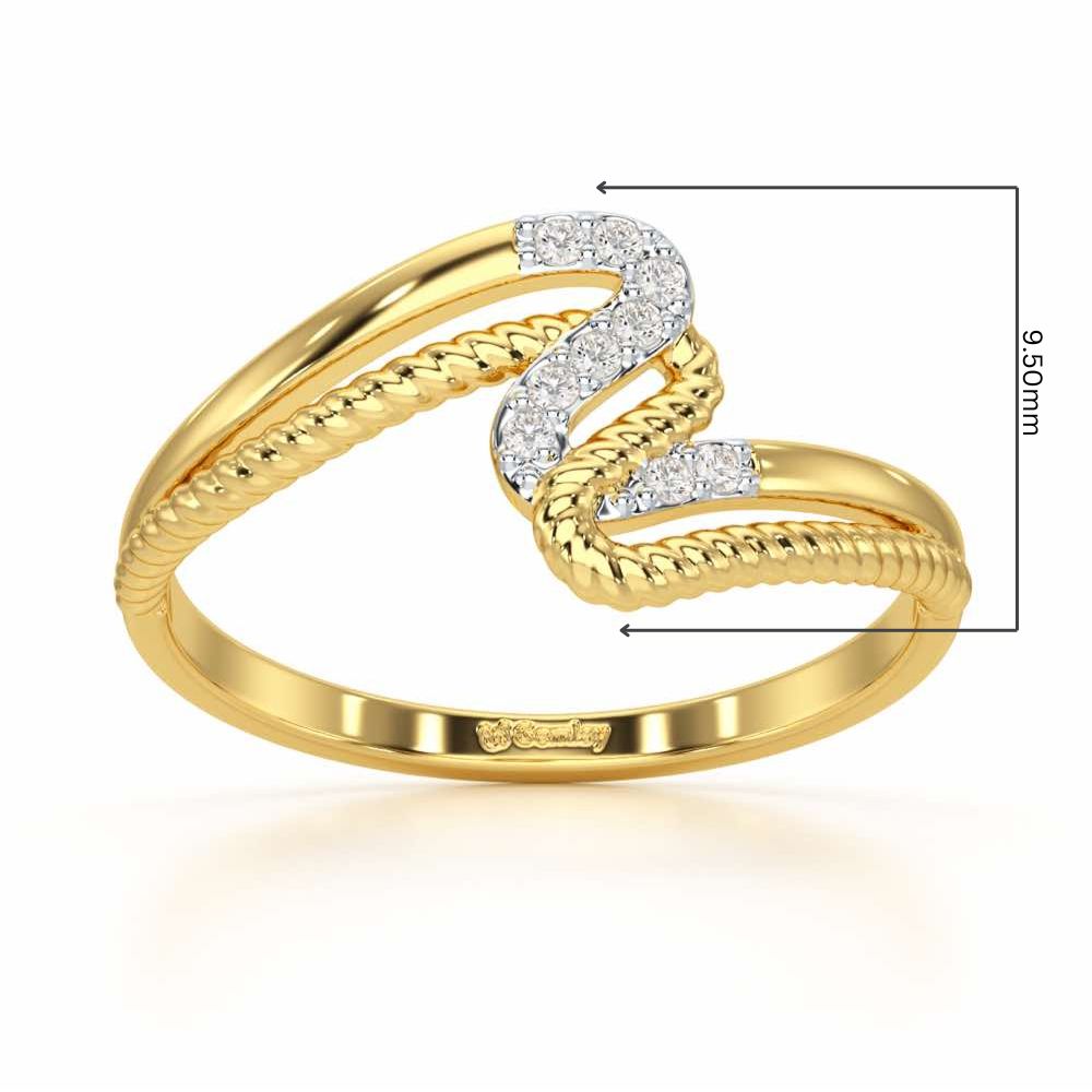 Down Wave Silver Ring - Yellow Gold - Image 2