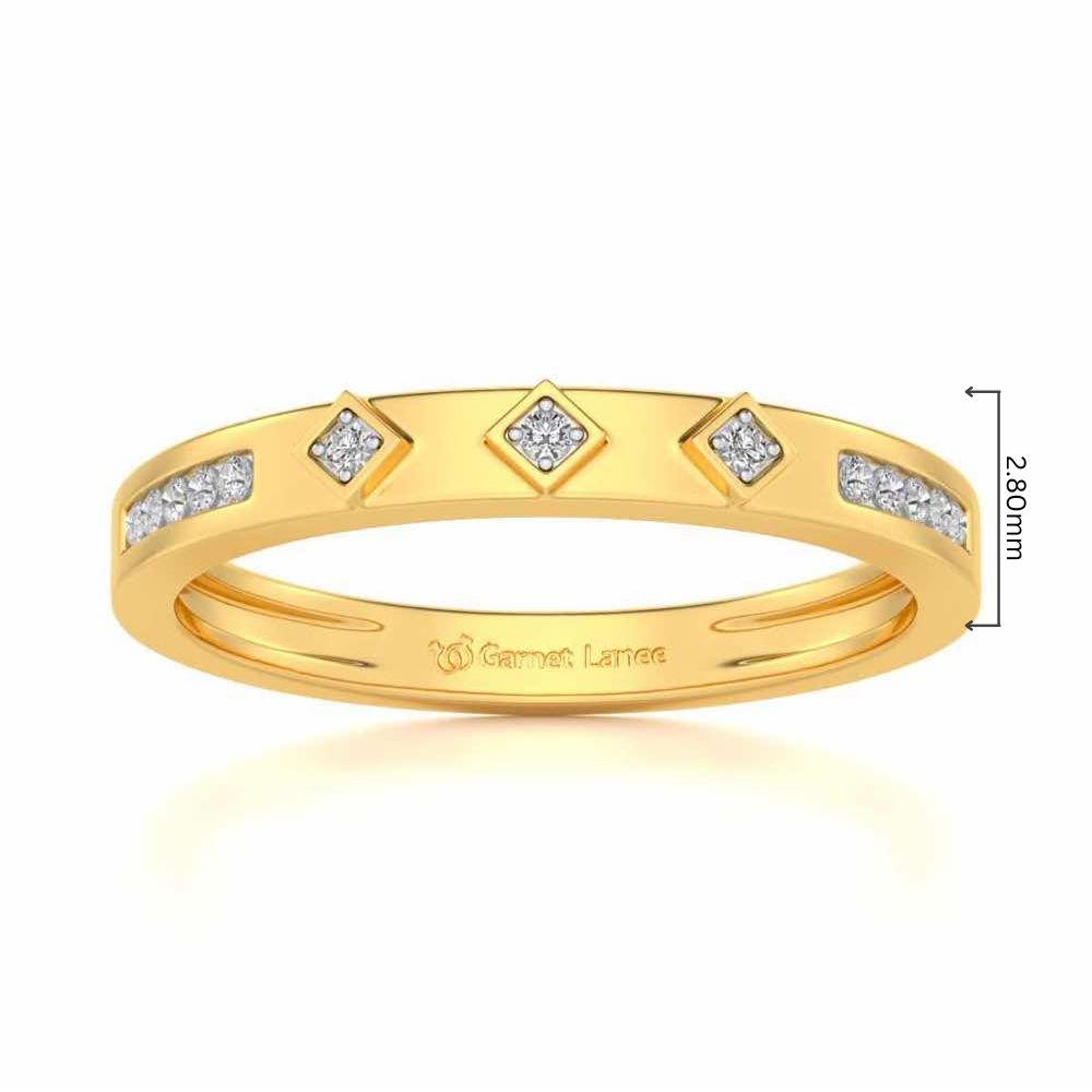 Embellished Silver Band Ring - Yellow Gold - Image 5