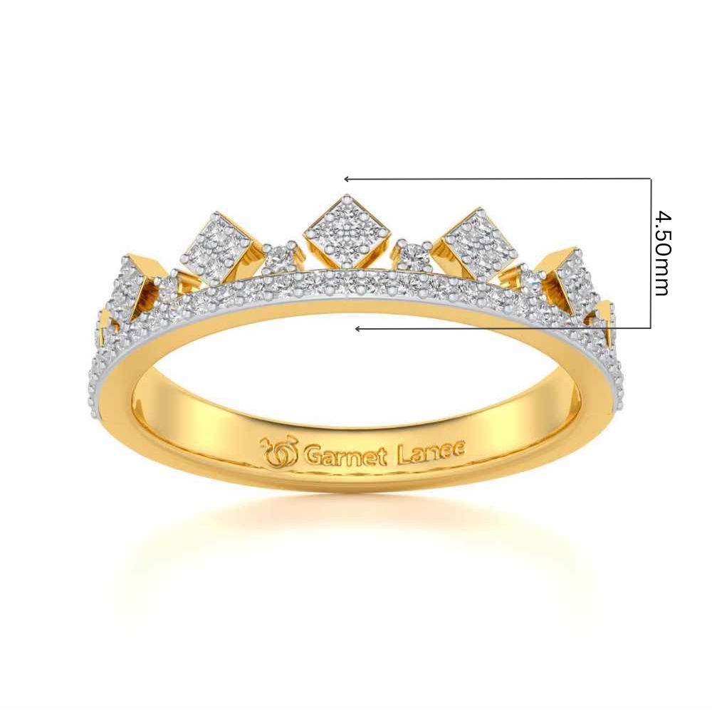 Tiny Crown Silver Band Ring - Yellow Gold - Image 5