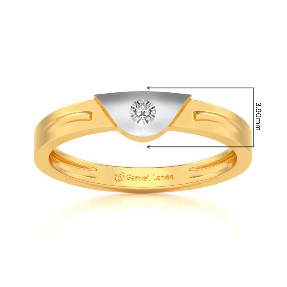 Semi-circle Solitaire Silver Ring - Yellow Gold - Image 5