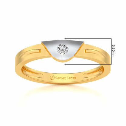 Semi-circle Solitaire Silver Ring - Yellow Gold - Image 5