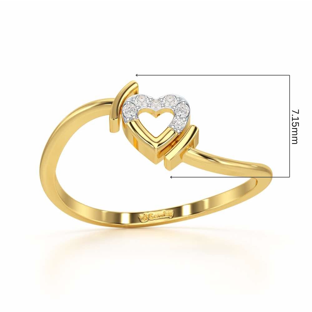 Airy Heart Silver Ring - Yellow Gold - Image 5