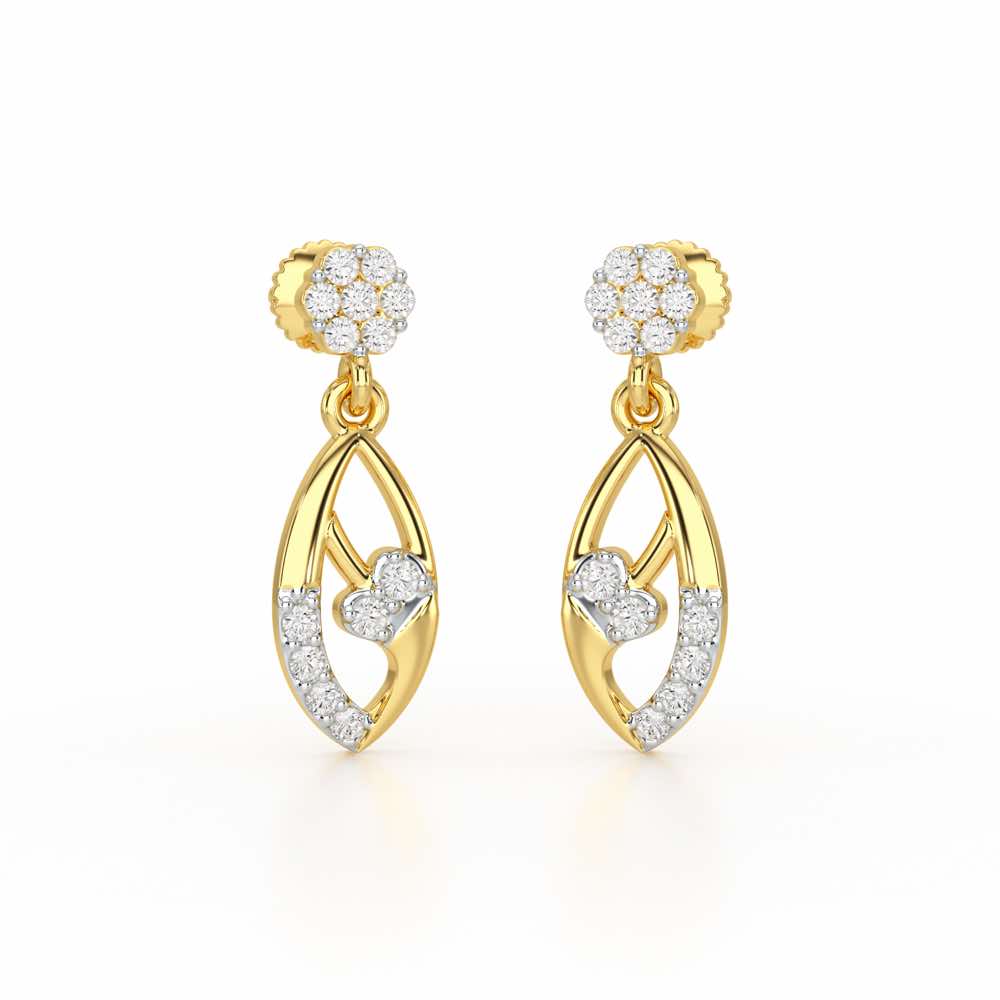 Flawless Epitome Dangler Silver Earrings - Yellow Gold - Image 2