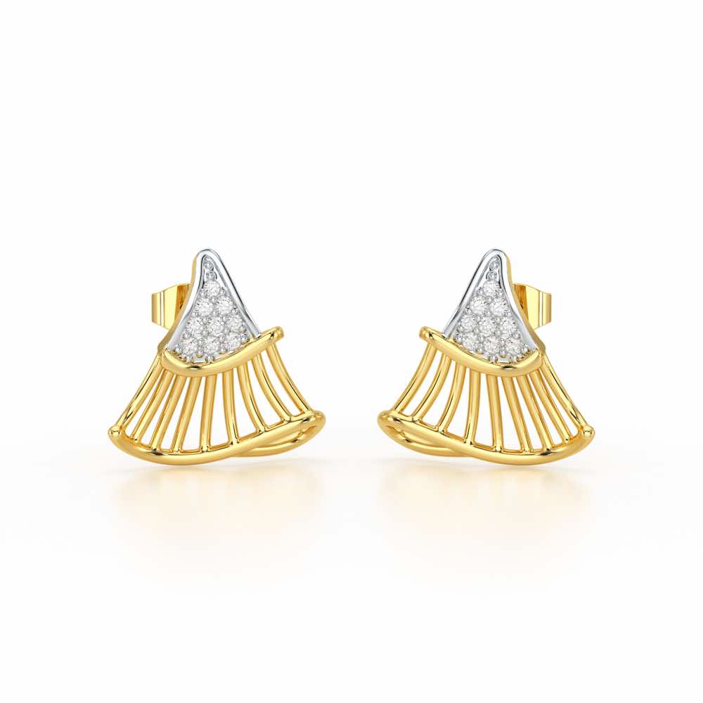Shiny Skirts Silver Earring Studs - Yellow Gold - Image 2