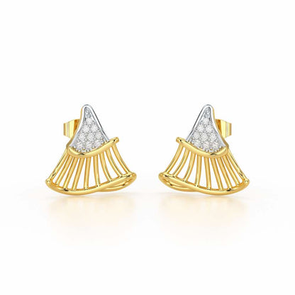 Shiny Skirts Silver Earring Studs - Yellow Gold - Image 2