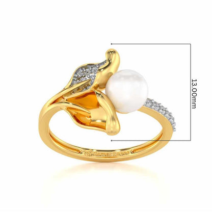 Chlorophyll Silver Pearl Ring - Yellow Gold - Image 5