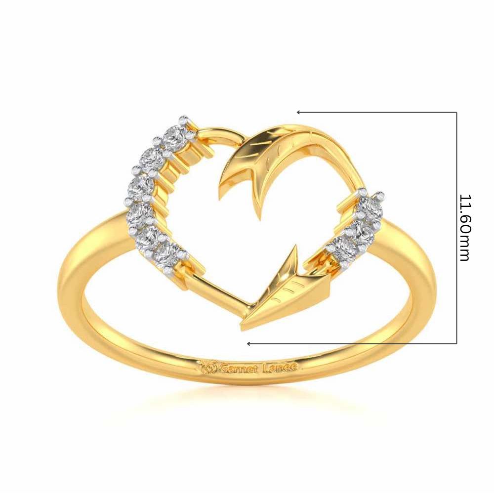 Arrow Heart Silver Ring - Yellow Gold - Image 5
