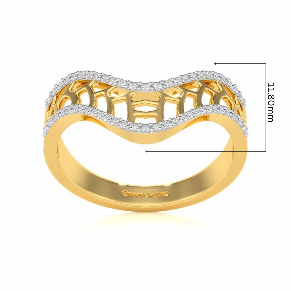 Wave Down Silver Ring - Yellow Gold - Image 5