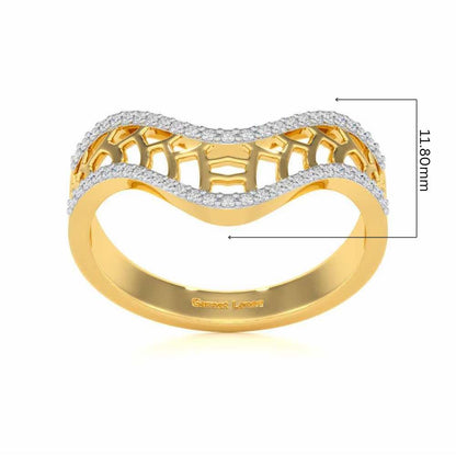 Wave Down Silver Ring - Yellow Gold - Image 5