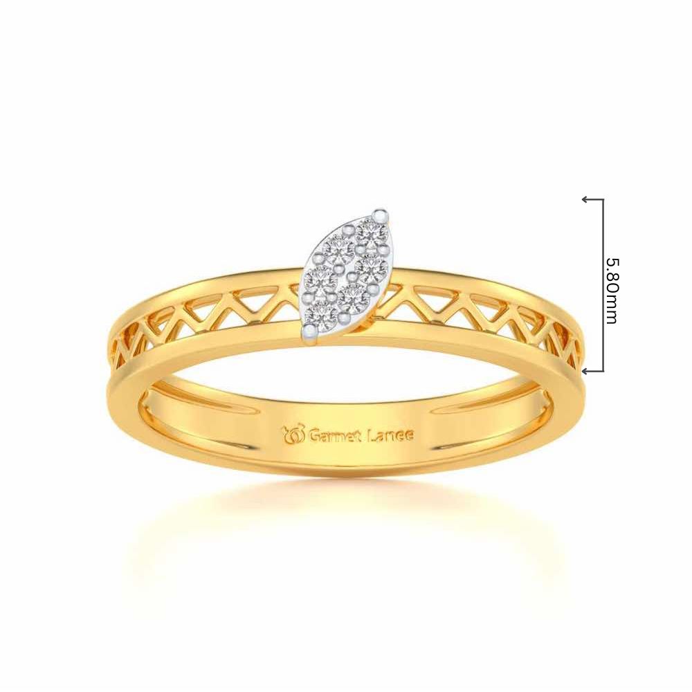 Leaf Silver Band Ring - Yellow Gold - Image 5