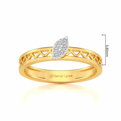 Leaf Silver Band Ring - Yellow Gold - Image 5