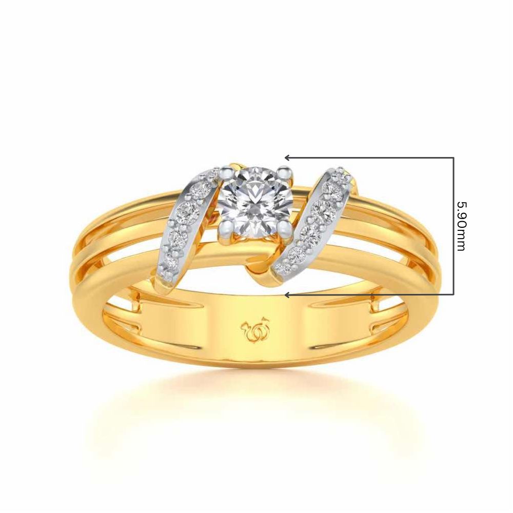 Wrap around Solitaire Silver Ring - Yellow Gold - Image 5