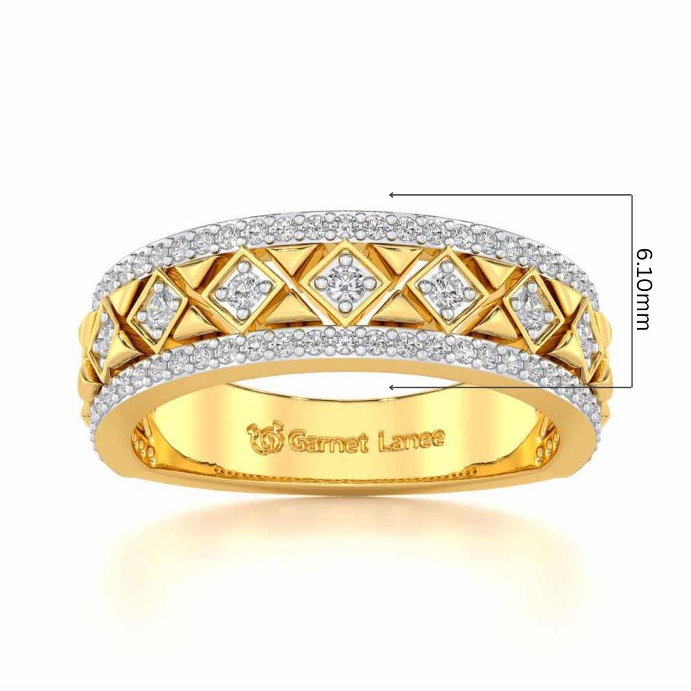 Glitz Bash Silver Band Ring - Yellow Gold - Image 5