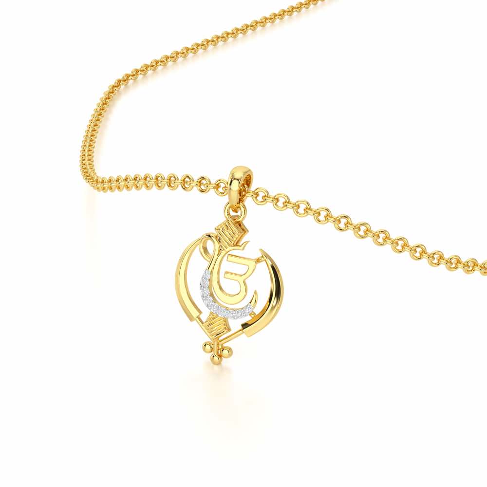 Onkar Light Silver Pendant - Yellow Gold - Image 2