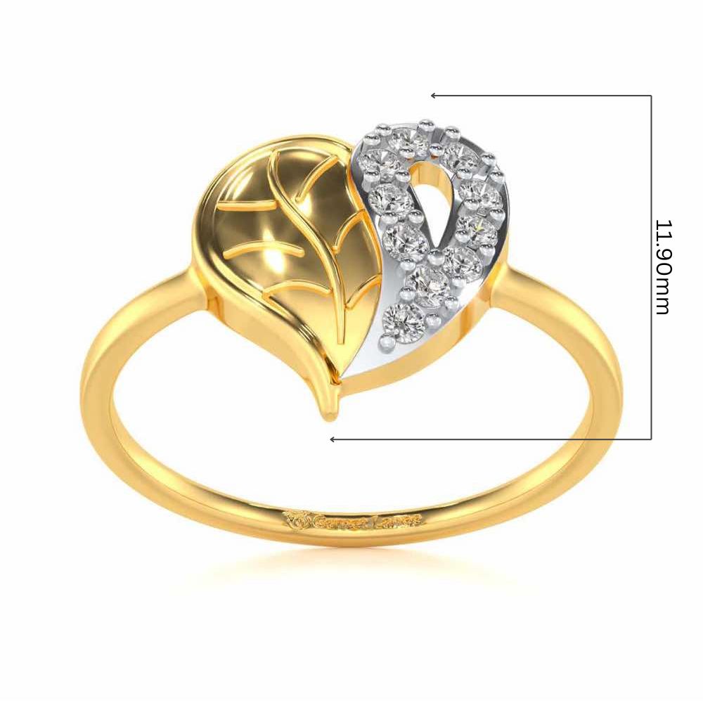 Leafy Heart Silver Ring - Yellow Gold - Image 5