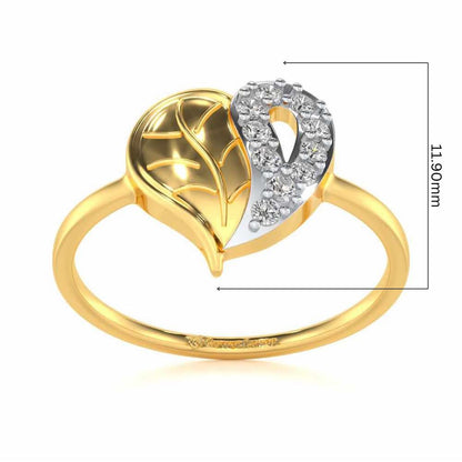 Leafy Heart Silver Ring - Yellow Gold - Image 5